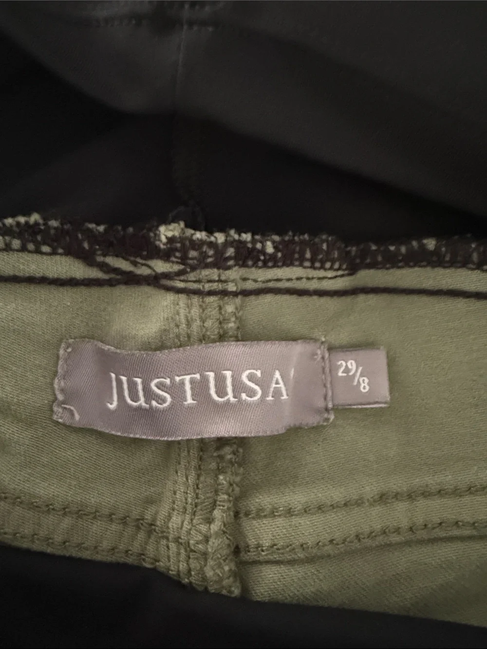 Just USA Olive Wide-Leg Sweatpants with Black Waist Panel